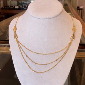 Satya Layered Lotus 3-Strand Gold Plated Silver & Citrine Necklace